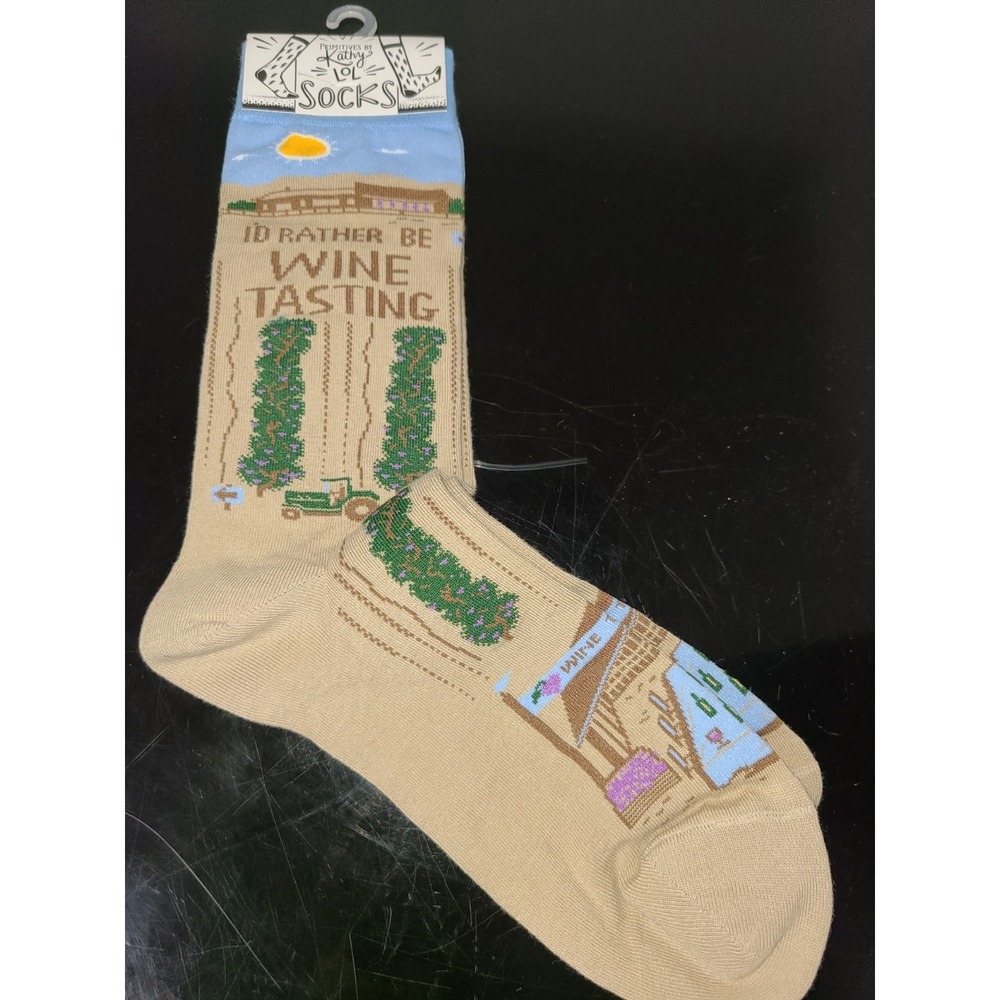Primitives by Kathy Novelty Socks‎ for Women - I'd Rather Be Wine Tasting - NEW